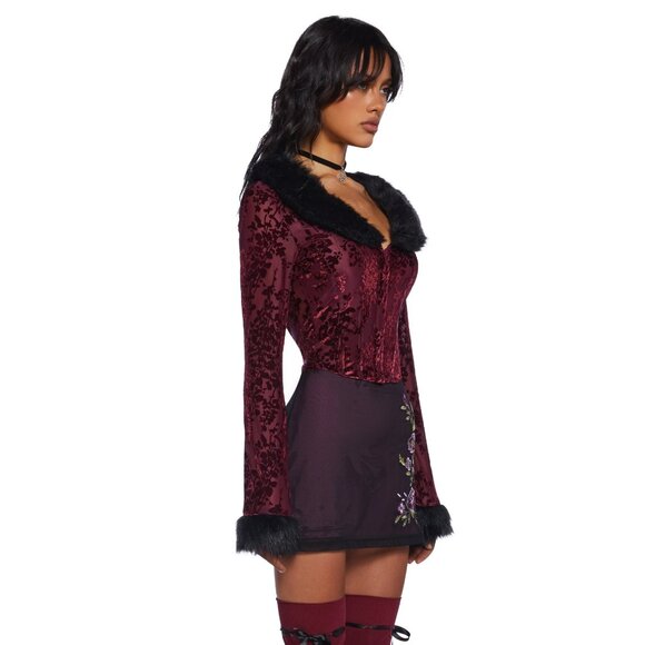 NWT Dolls Kill Delia's Lovestruck in Lisbon Corset Top - Red Burgundy Size M - Picture 3 of 16
